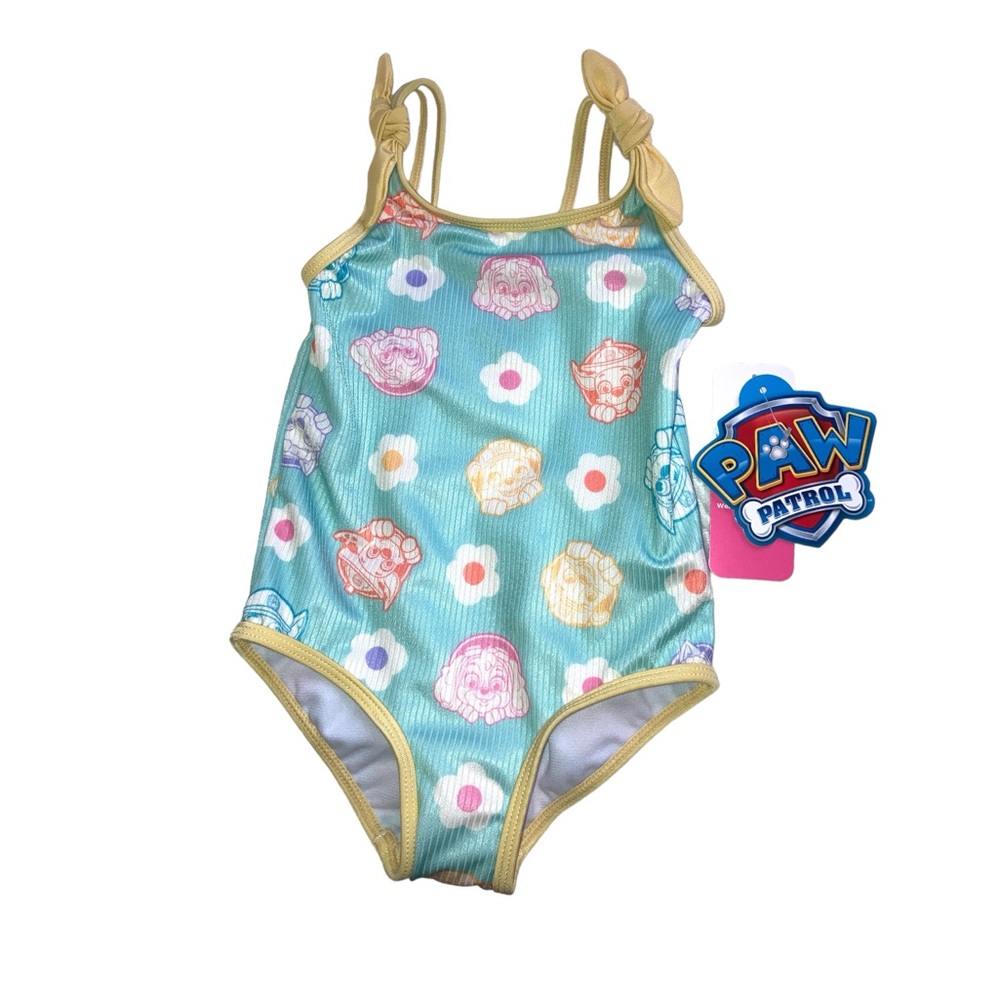 Paw Patrol Pink and Green One Piece Swimwear - Picture 1 of 5